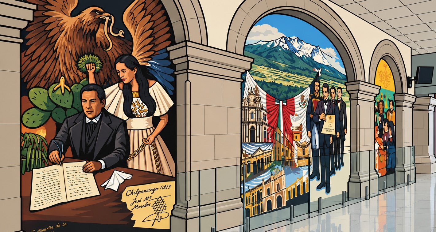 Detalle de los murales de Pastora Idaric Gaytán Cano en el Palacio Legislativo